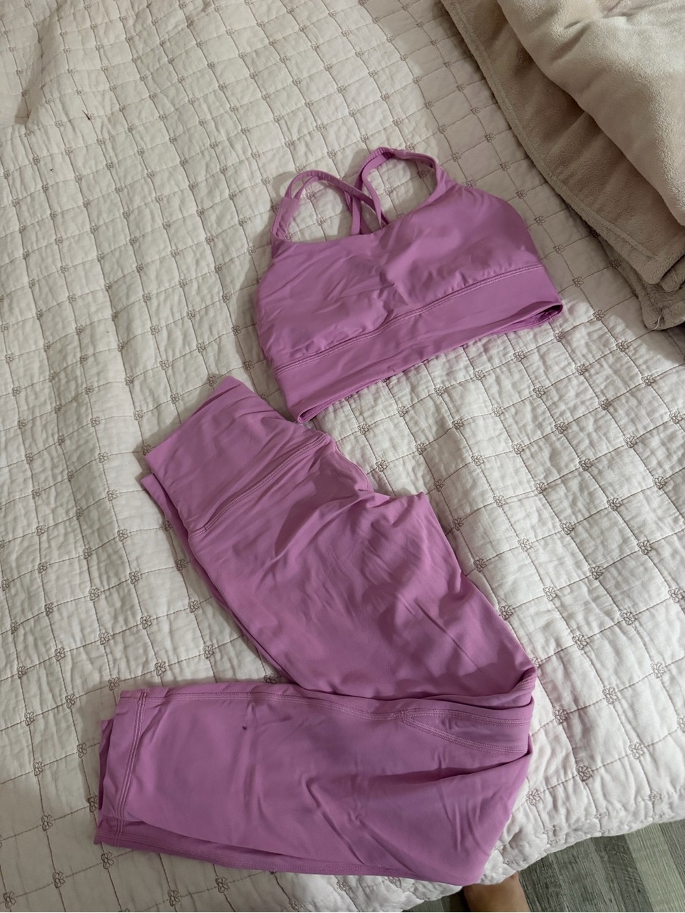 Women's pink lululemon workout set